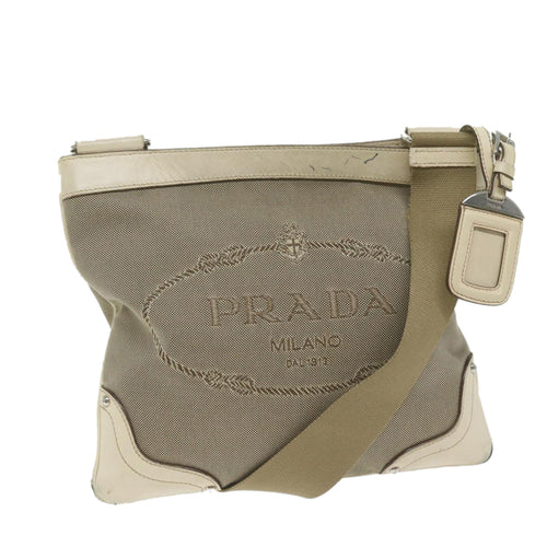 PRADA Shoulder Bag Canvas Beige  61623