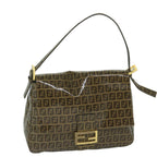 FENDI Zucchino Canvas Mamma Baguette Shoulder Bag Coated Canvas Brown61639