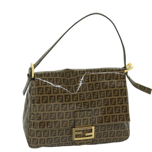 FENDI Zucchino Canvas Mamma Baguette Shoulder Bag Coated Canvas Brown61639