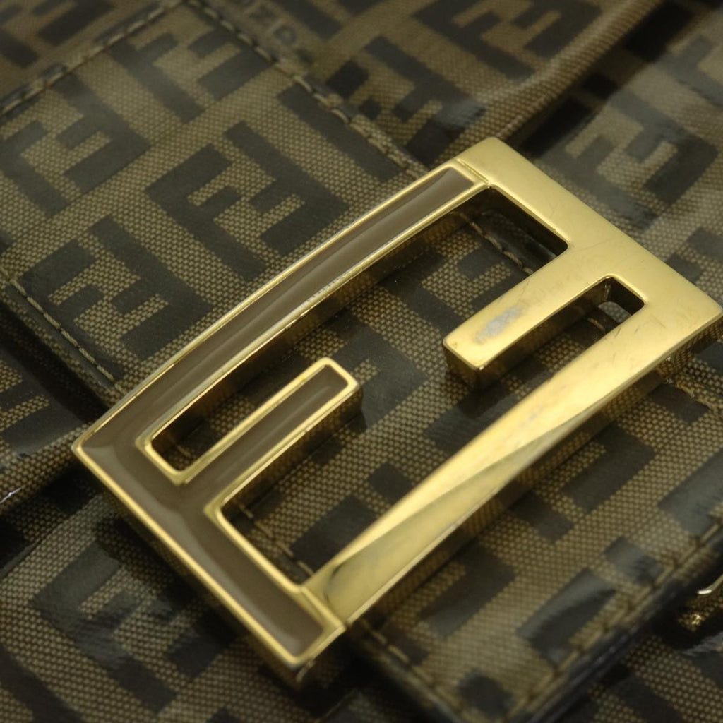 FENDI Zucchino Canvas Mamma Baguette Shoulder Bag Coated Canvas Brown61639