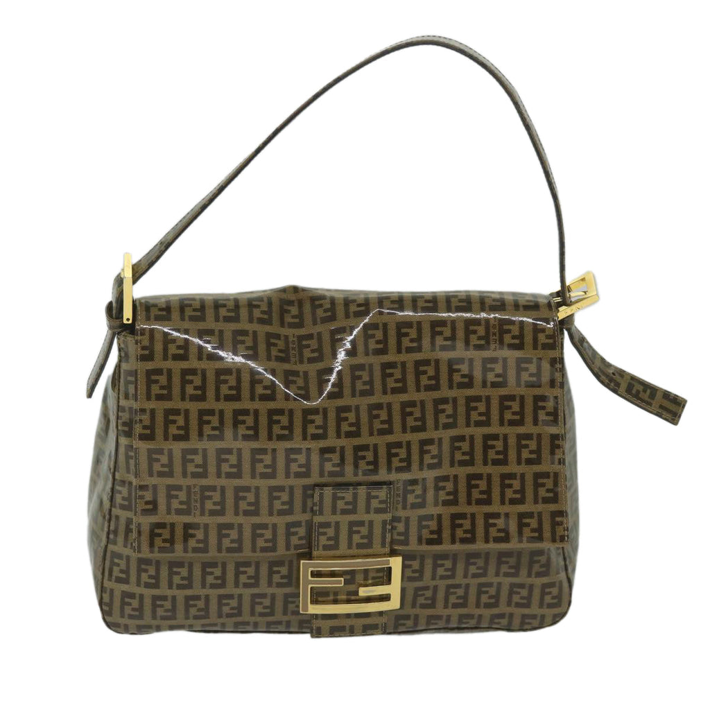 FENDI Zucchino Canvas Mamma Baguette Shoulder Bag Coated Canvas Brown61639