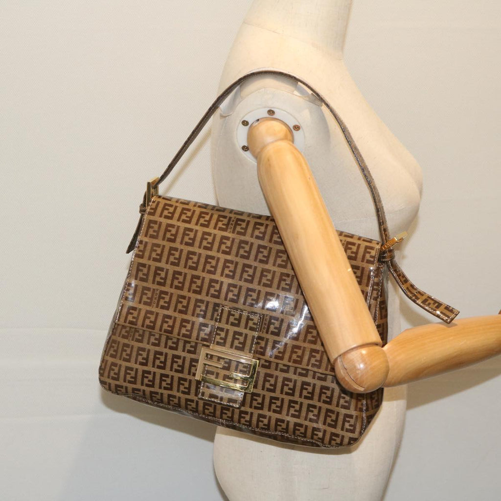 FENDI Zucchino Canvas Mamma Baguette Shoulder Bag Coated Canvas Brown61639