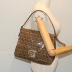 FENDI Zucchino Canvas Mamma Baguette Shoulder Bag Coated Canvas Brown61639