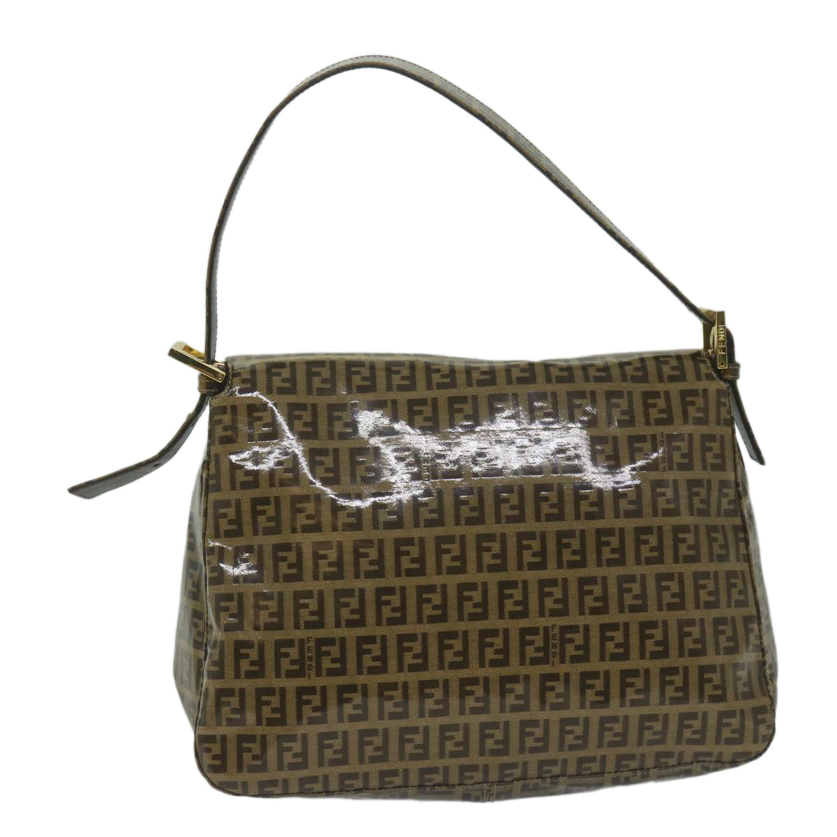 FENDI Zucchino Canvas Mamma Baguette Shoulder Bag Coated Canvas Brown61639
