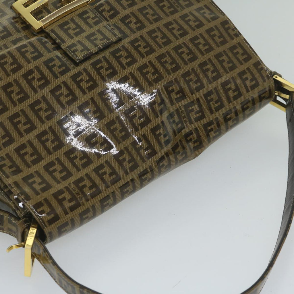 FENDI Zucchino Canvas Mamma Baguette Shoulder Bag Coated Canvas Brown61639