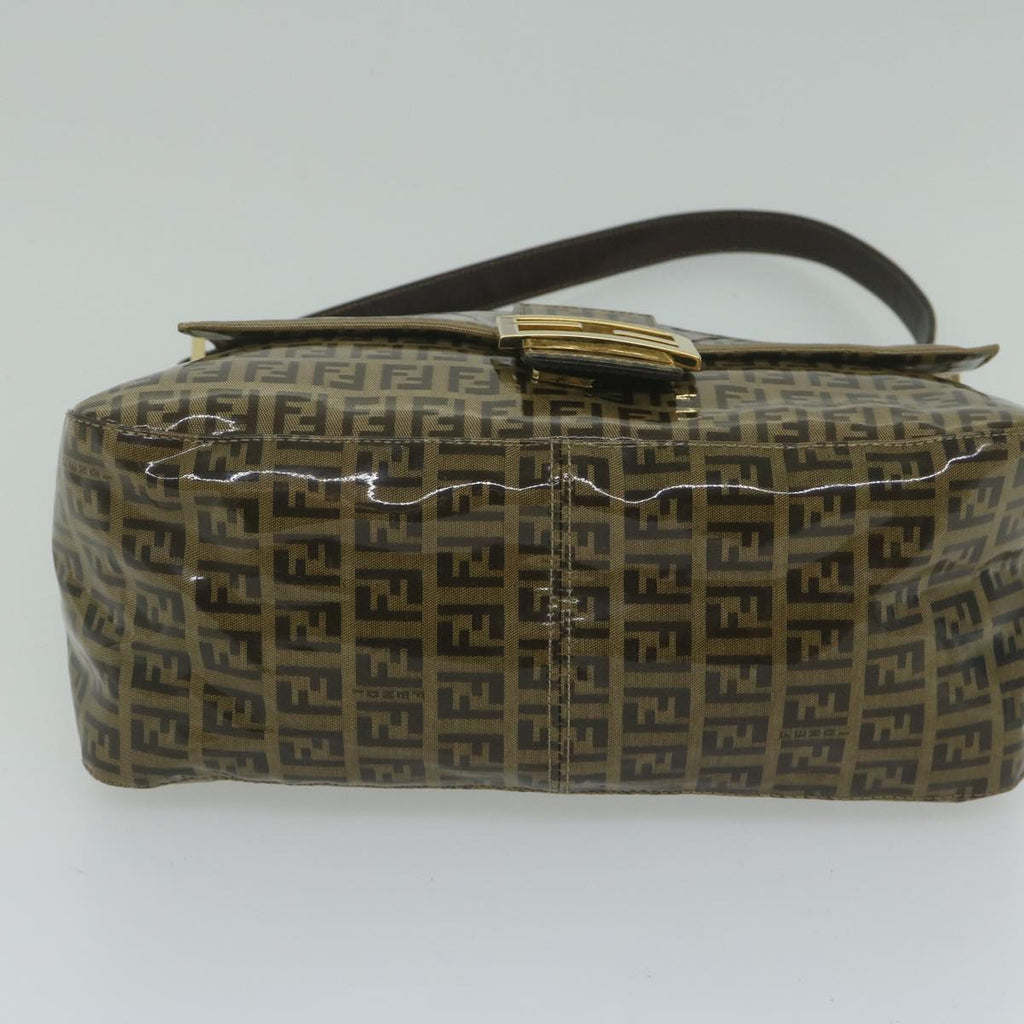 FENDI Zucchino Canvas Mamma Baguette Shoulder Bag Coated Canvas Brown61639