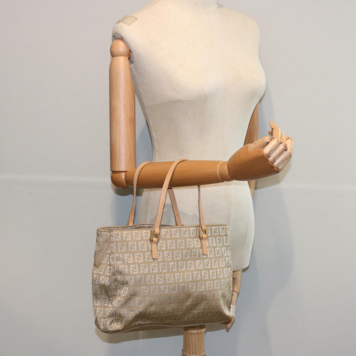 FENDI Zucchino Canvas Hand Bag Beige61641