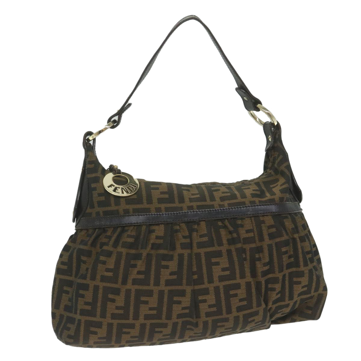 FENDI Zucca Canvas Shoulder Bag Black Brown61645