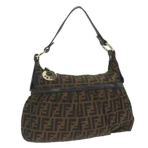 FENDI Zucca Canvas Shoulder Bag Black Brown61645