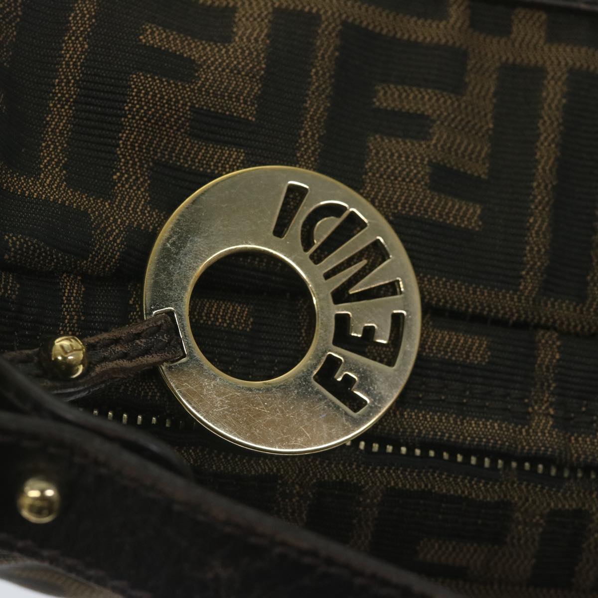 FENDI Zucca Canvas Shoulder Bag Black Brown61645