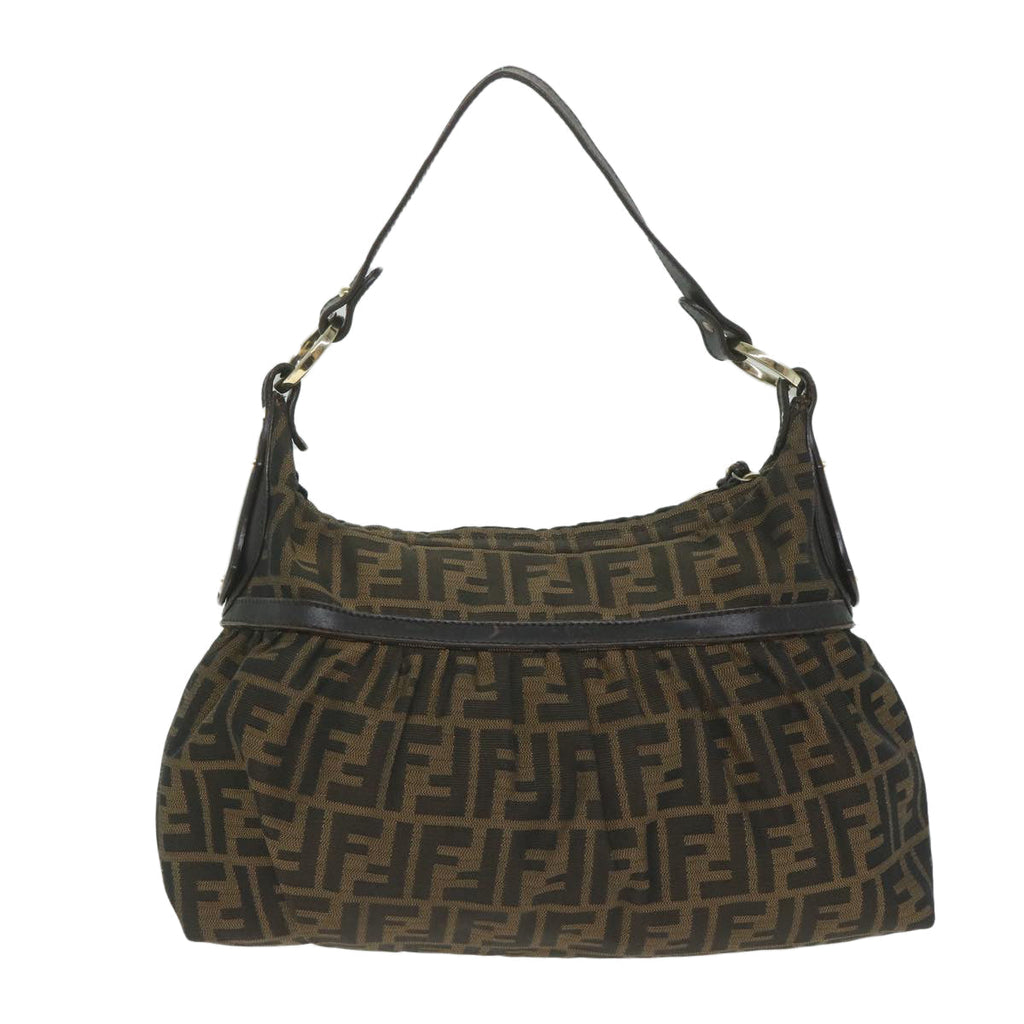 FENDI Zucca Canvas Shoulder Bag Black Brown61645