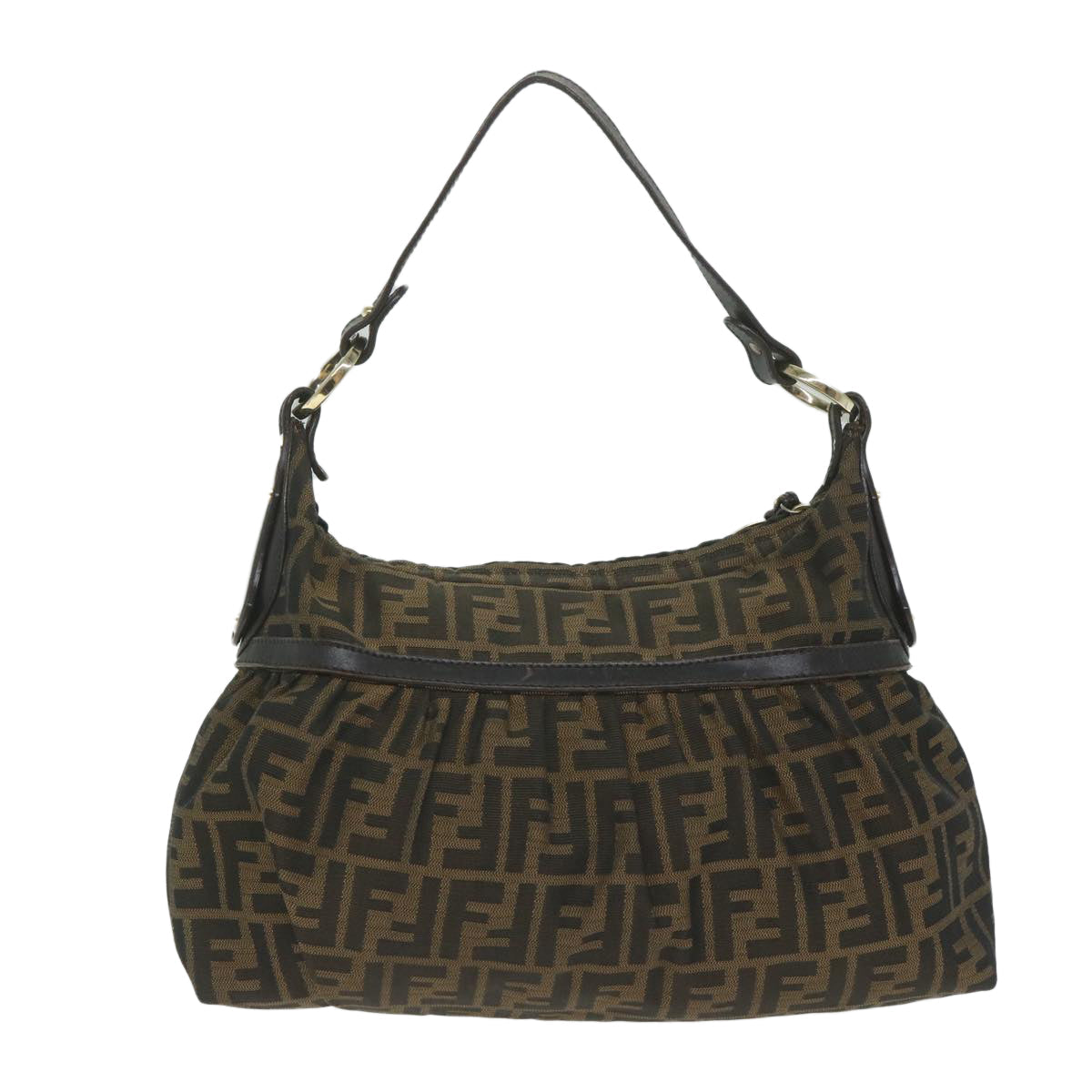 FENDI Zucca Canvas Shoulder Bag Black Brown61645