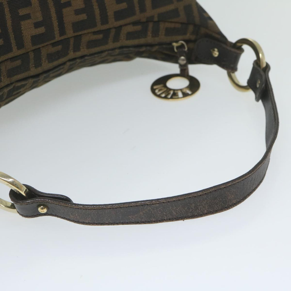 FENDI Zucca Canvas Shoulder Bag Black Brown61645