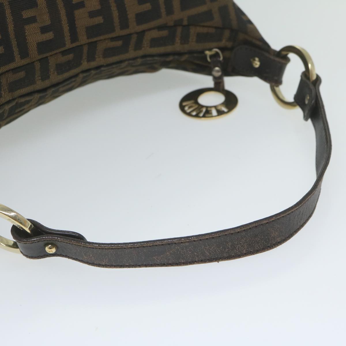 FENDI Zucca Canvas Shoulder Bag Black Brown61645