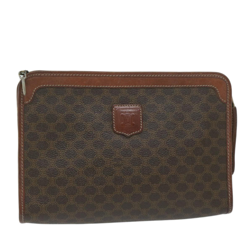 CELINE Macadam Canvas Clutch Bag PVC Brown  61680