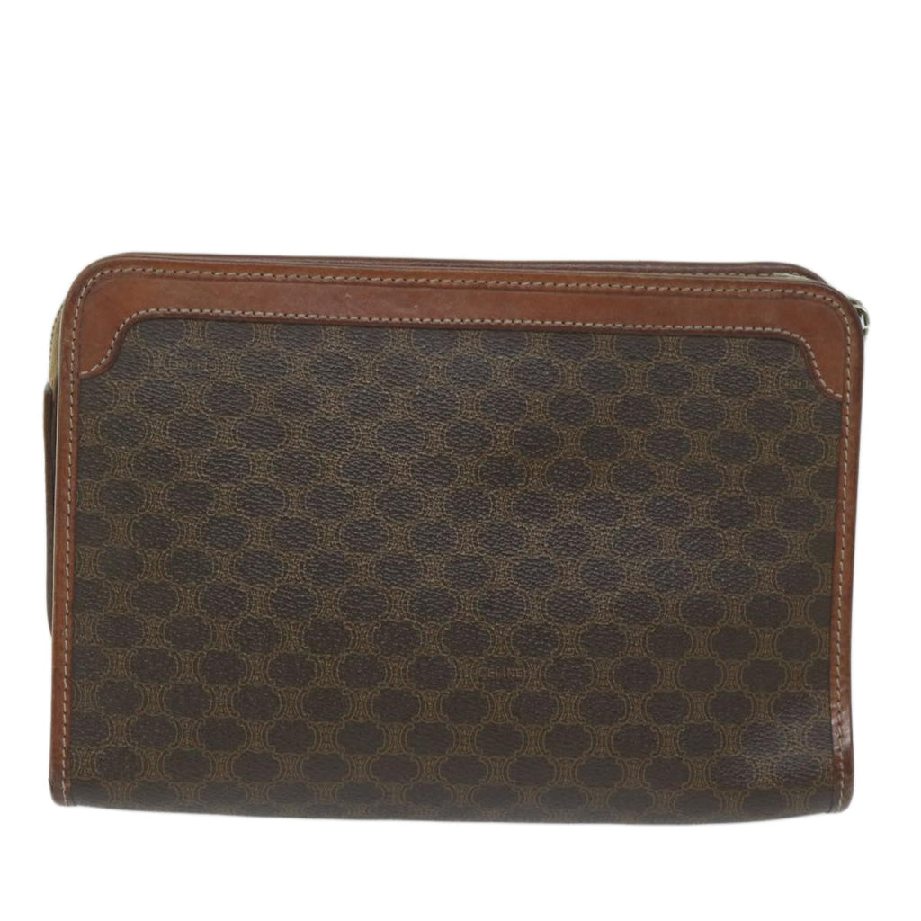 CELINE Macadam Canvas Clutch Bag PVC Brown  61680
