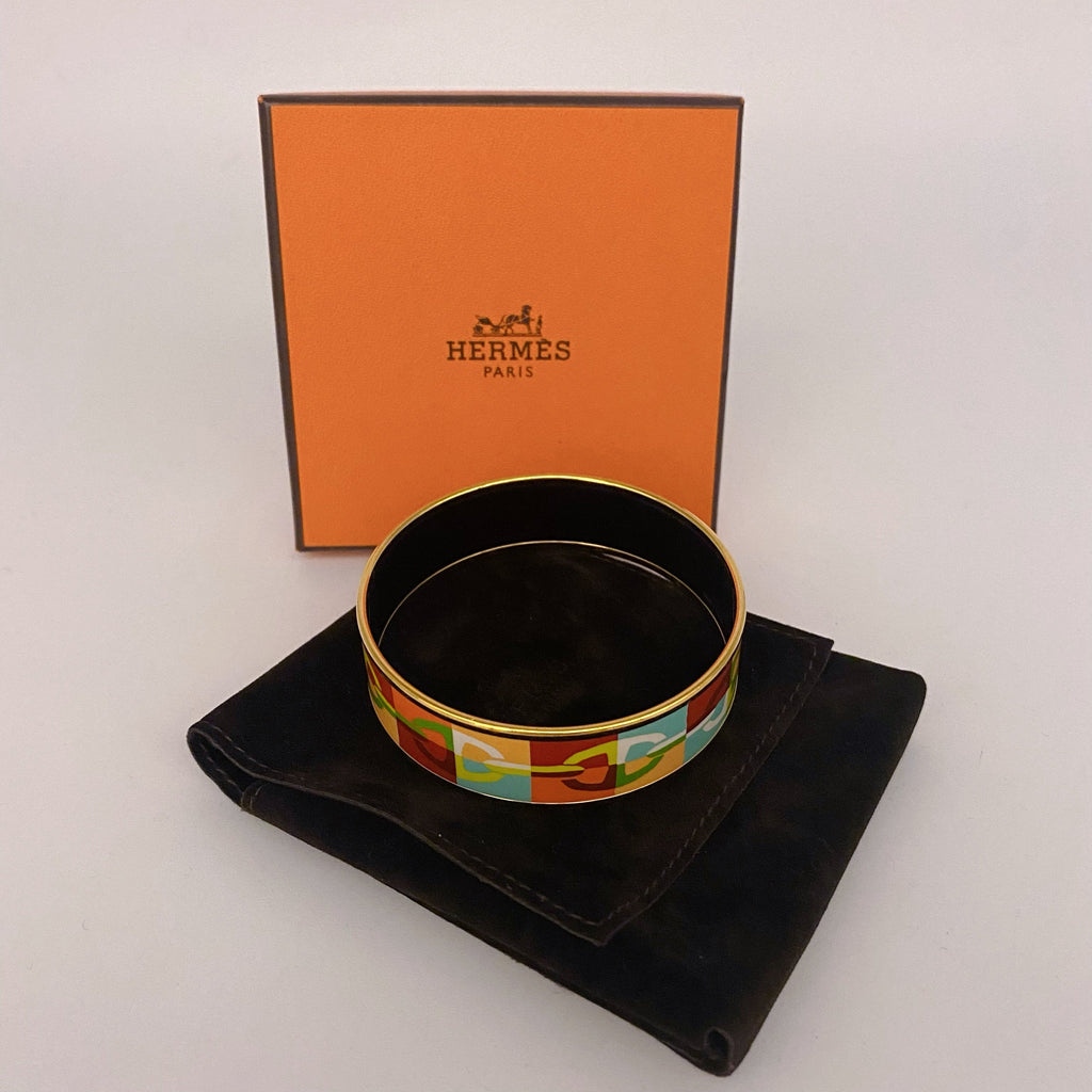 Hermes Wide Enamel Bangle Bracelet