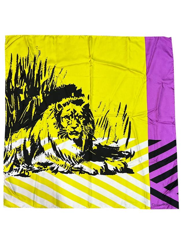 D Jungle Pop Square Silk Scarf Yellow Dior