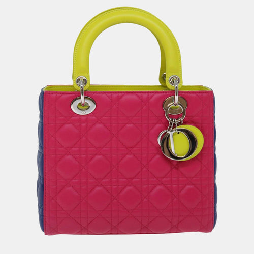 Dior Tricolour Patent Leather Medium Lady Top Handle Bags