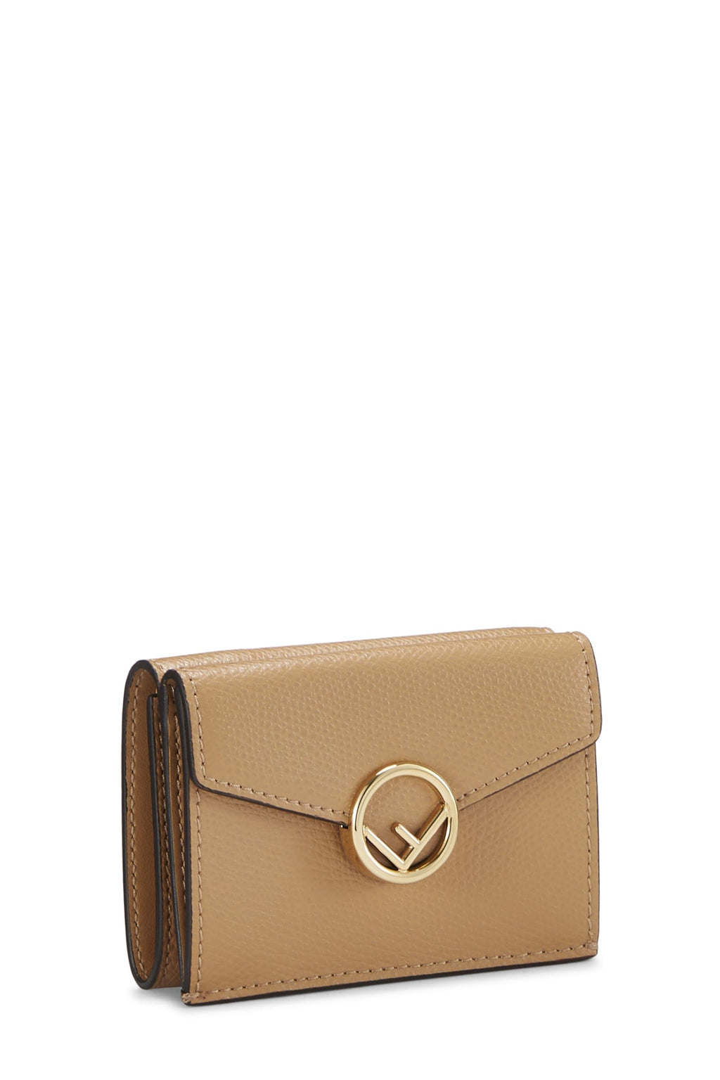 Fendi,  Beige Leather 'F is Fendi' Compact Wallet, Beige