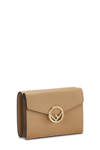 Fendi,  Beige Leather 'F is Fendi' Compact Wallet, Beige