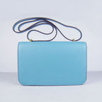 Hermes Calf Leather Message Bag H020 Light Blue Golden
