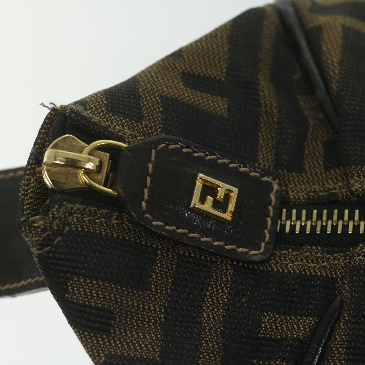 FENDI Zucca Canvas Vanity Cosmetic Pouch Black Brown61796