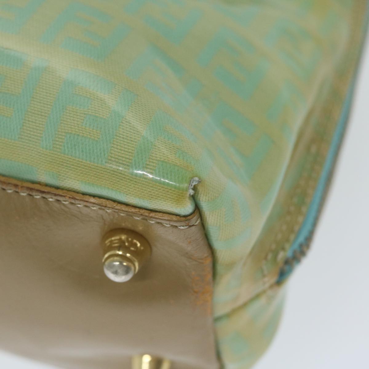 FENDI Zucchino Canvas Hand Bag Enamel Light Blue61798