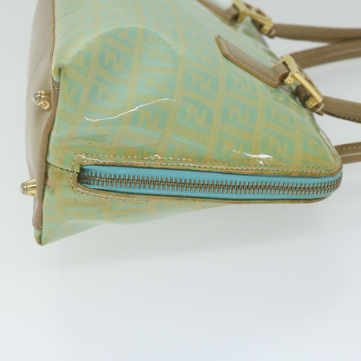 FENDI Zucchino Canvas Hand Bag Enamel Light Blue61798