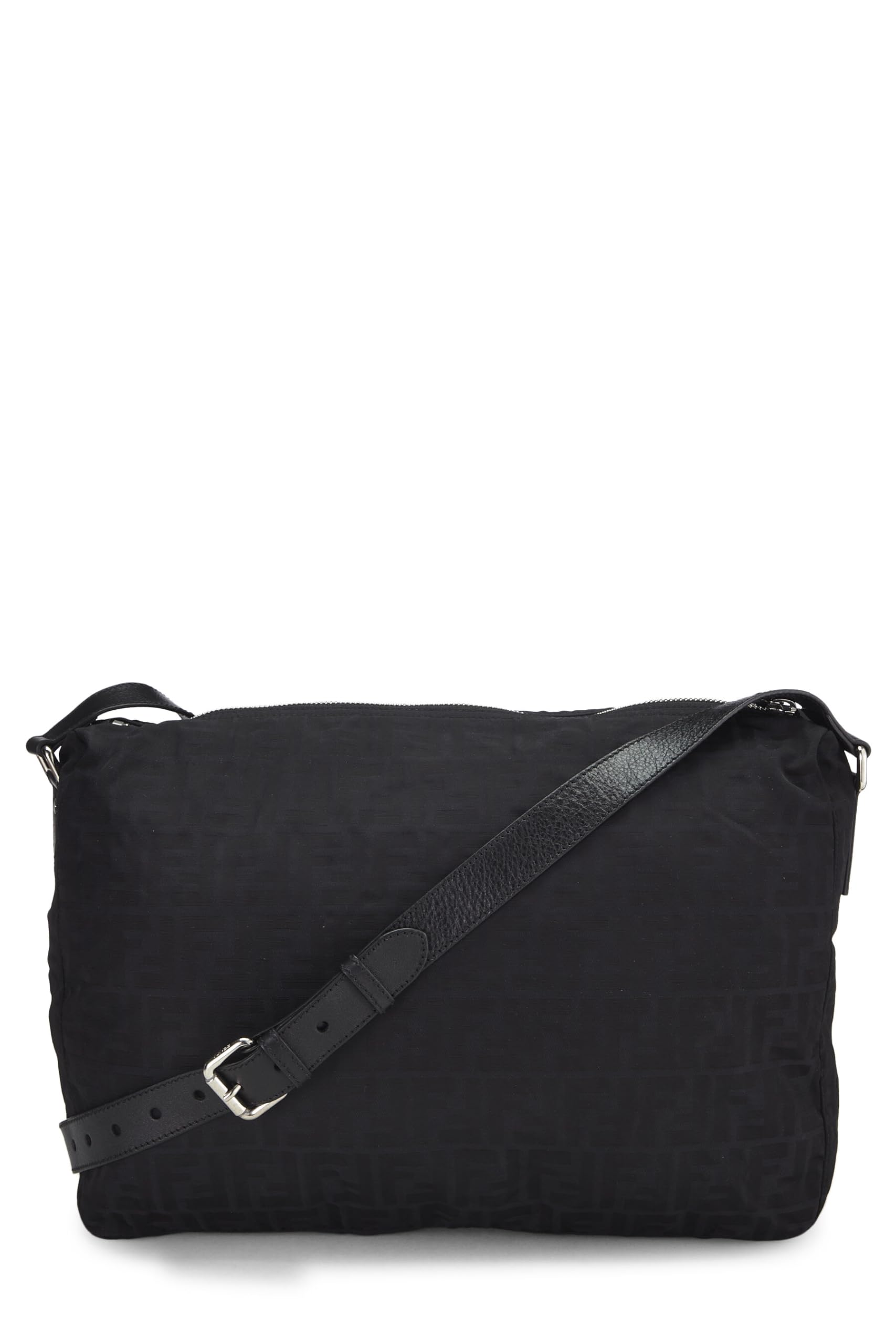 Fendi,  Black Zucchino Nylon Messenger Bag, Black