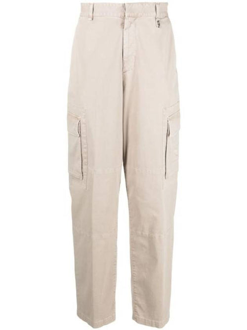 Fendi gabardine cargo straight pants beige