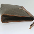 CELINE Macadam Canvas Clutch Bag PVC Leather Brown  61892