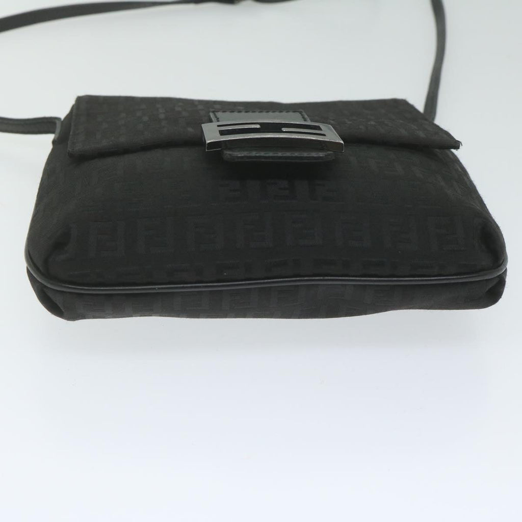 FENDI Zucchino Canvas Shoulder Bag Black61959