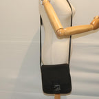 FENDI Zucchino Canvas Shoulder Bag Black61959
