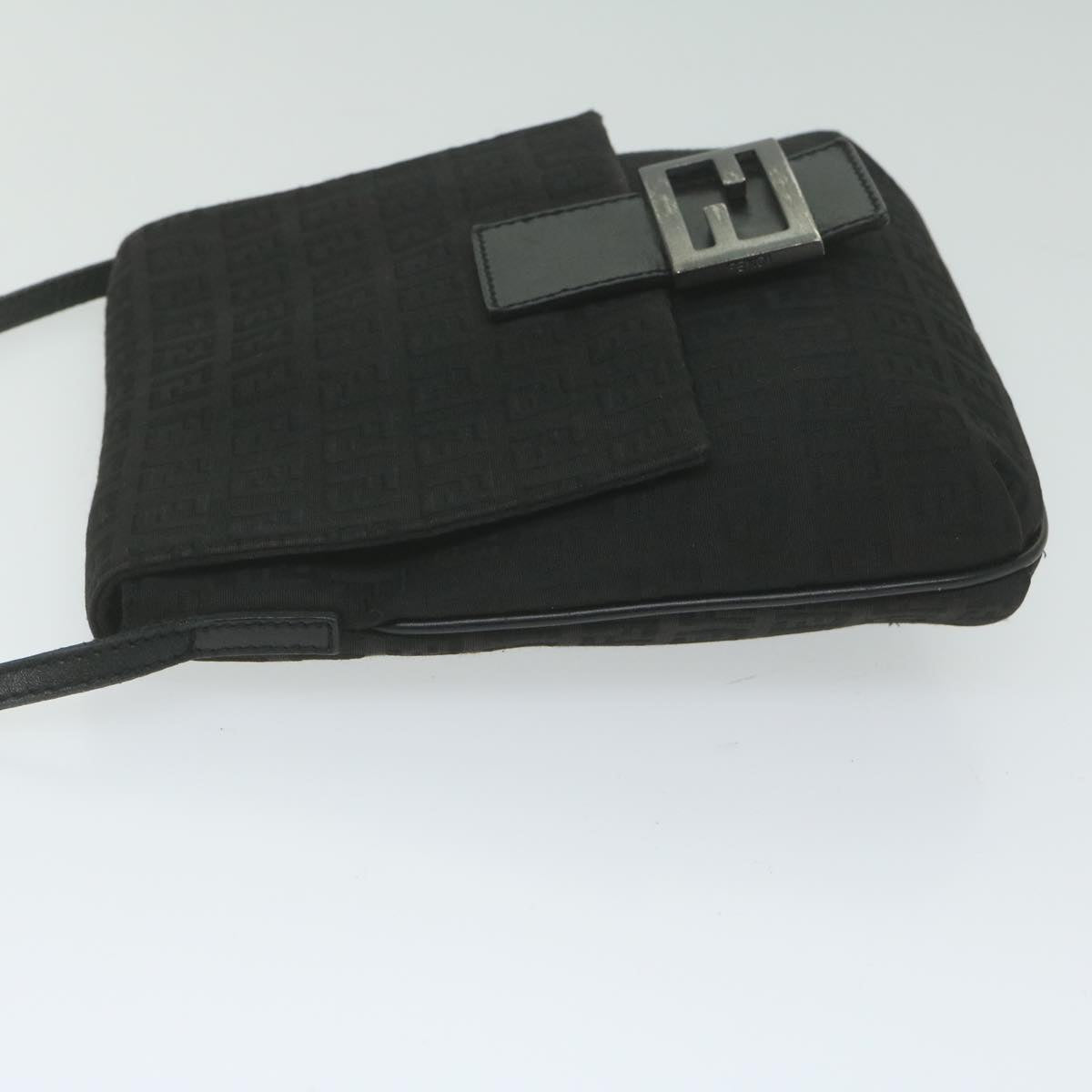 FENDI Zucchino Canvas Shoulder Bag Black61959