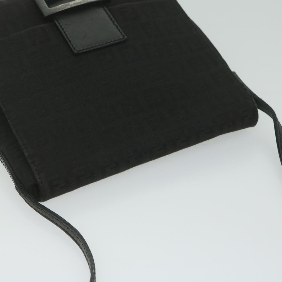 FENDI Zucchino Canvas Shoulder Bag Black61959