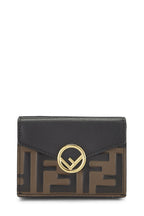Fendi,  Black Leather 'F is Fendi' Compact Wallet, Black