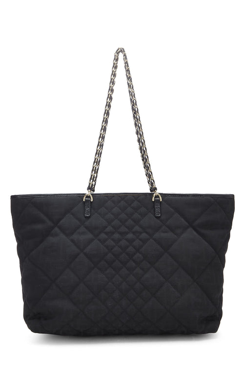 Fendi,  Black Quilted Canvas Chain Tote, Black