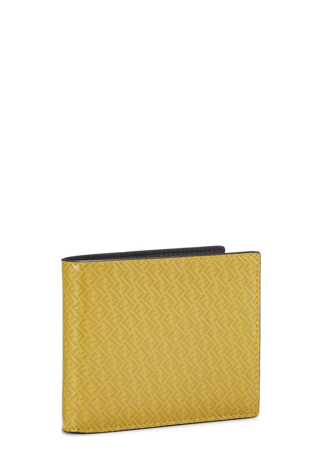 Fendi,  Yellow Zucchino Leather Bi-fold Wallet, Yellow