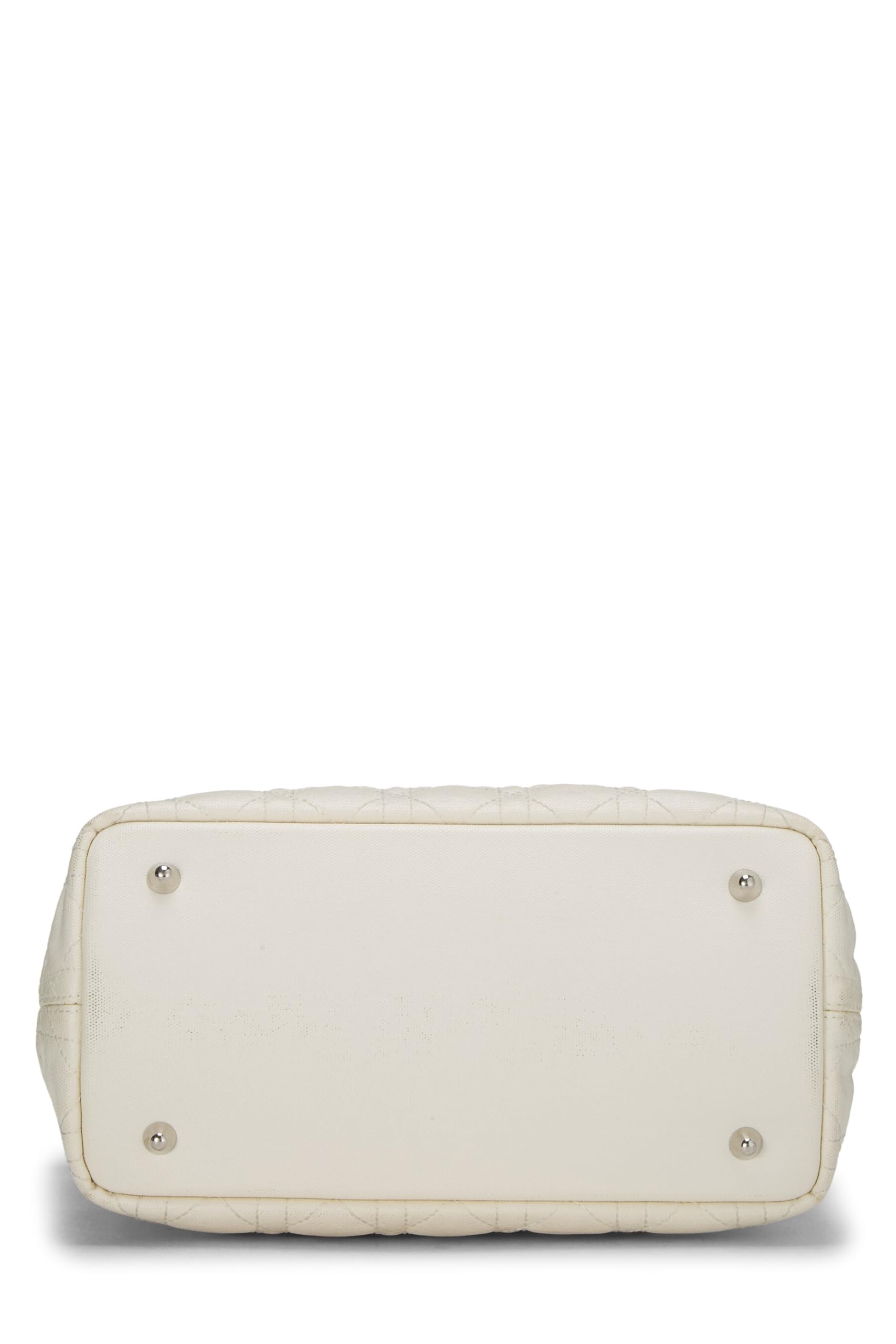 Dior,  White Cannage Coated Canvas Panarea Tote Small, White