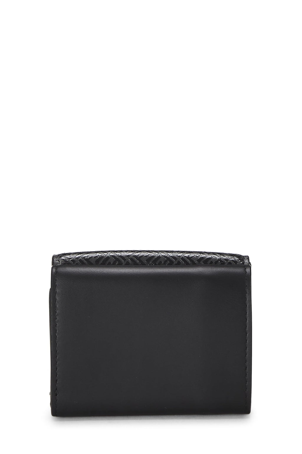 Fendi,  Black Zucchino Leather Trifold Wallet, Black