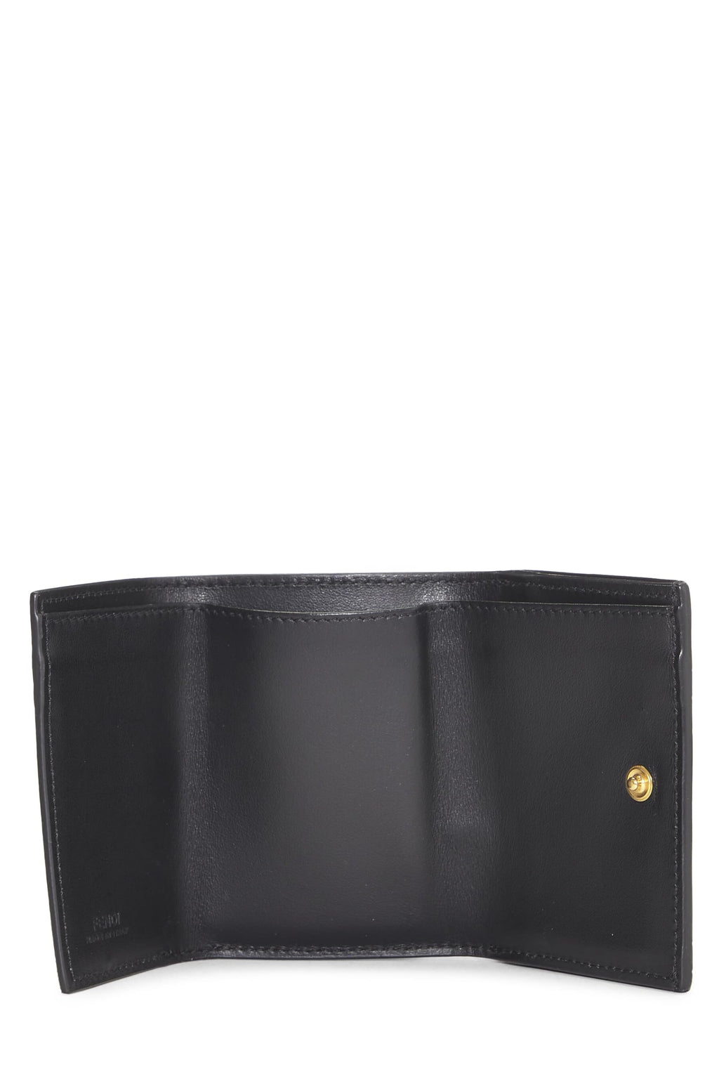 Fendi,  Black Leather 'F is Fendi' Compact Wallet, Black