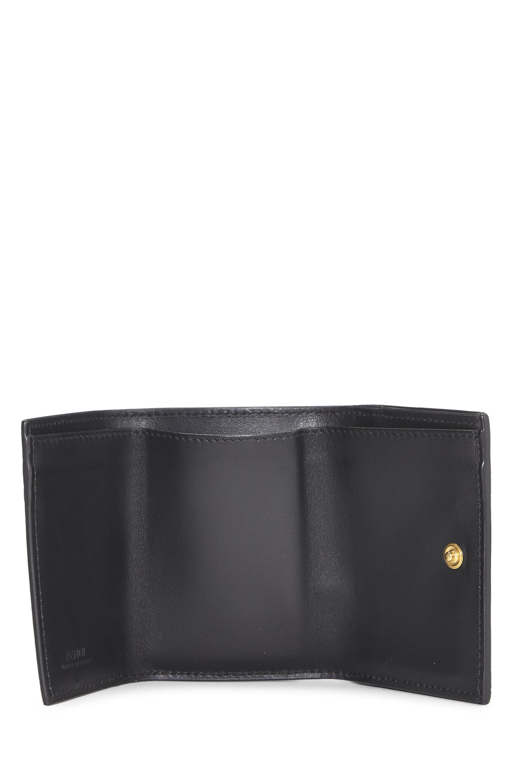 Fendi,  Black Leather 'F is Fendi' Compact Wallet, Black
