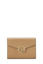 Fendi,  Beige Leather 'F is Fendi' Compact Wallet, Beige