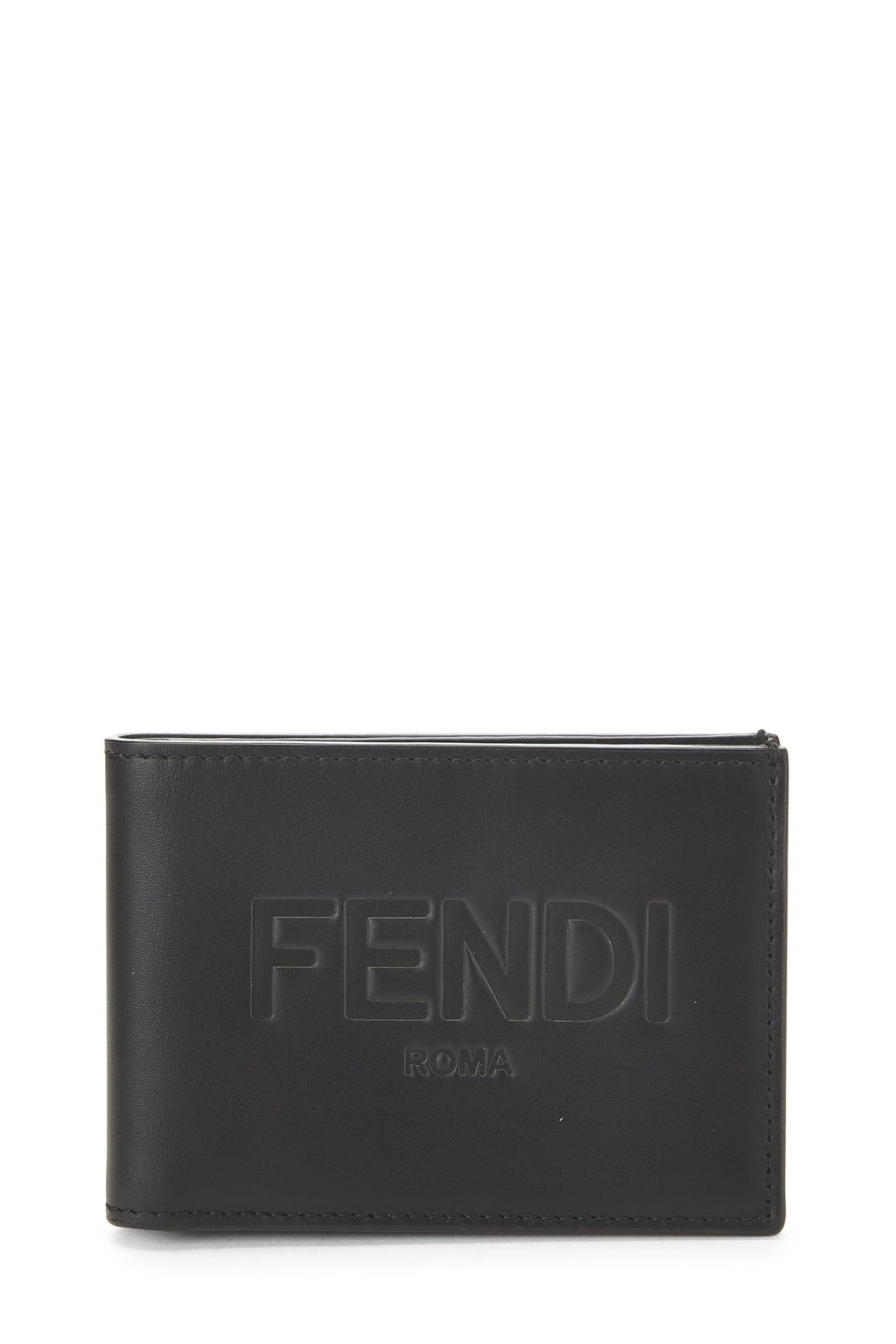 Fendi,  Black Leather Bifold Wallet, Black