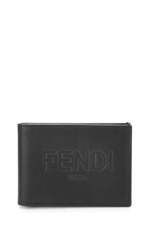 Fendi,  Black Leather Bifold Wallet, Black