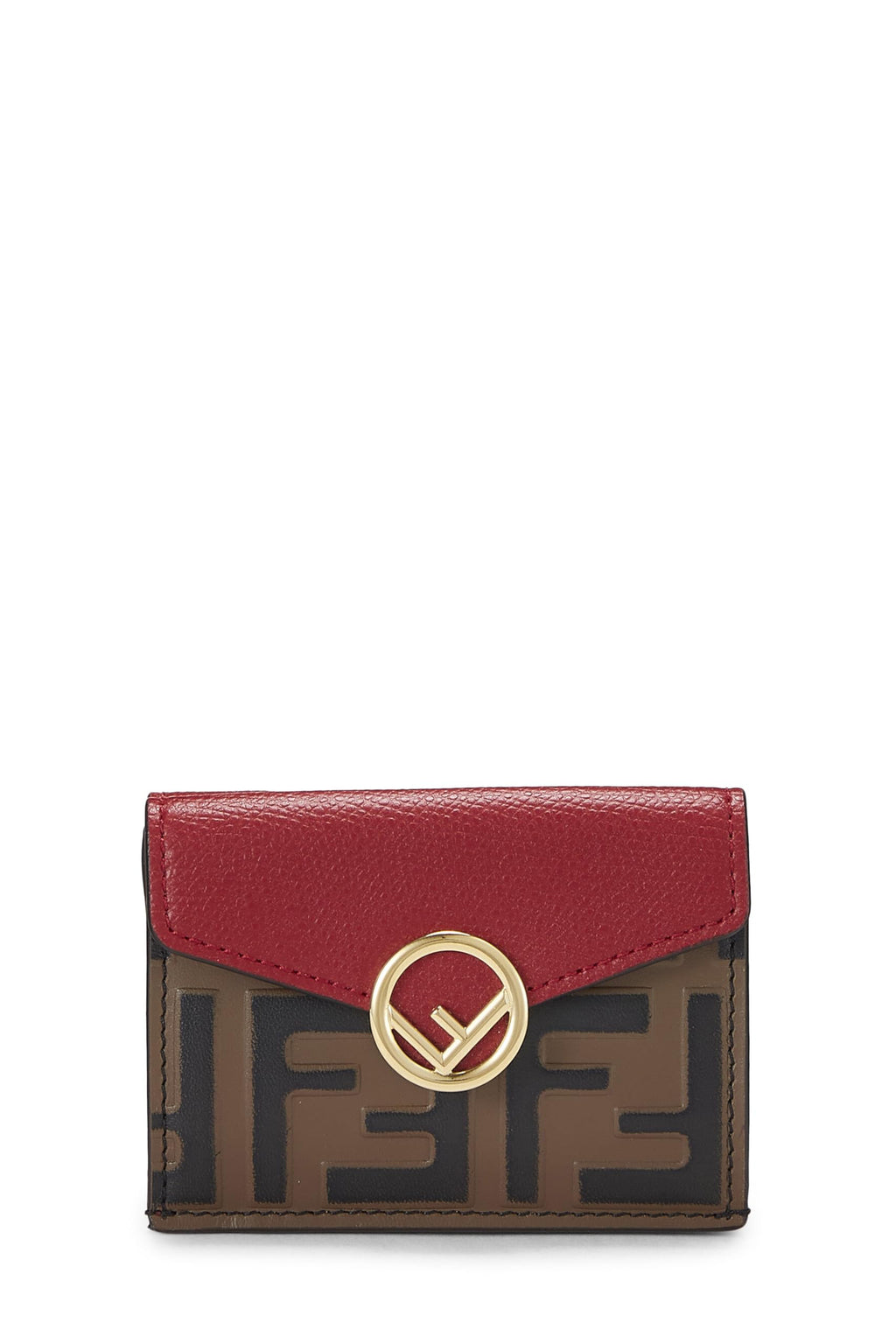 Fendi,  Red Leather 'FF' Compact Wallet, Red