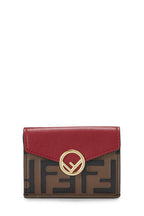 Fendi,  Red Leather 'FF' Compact Wallet, Red