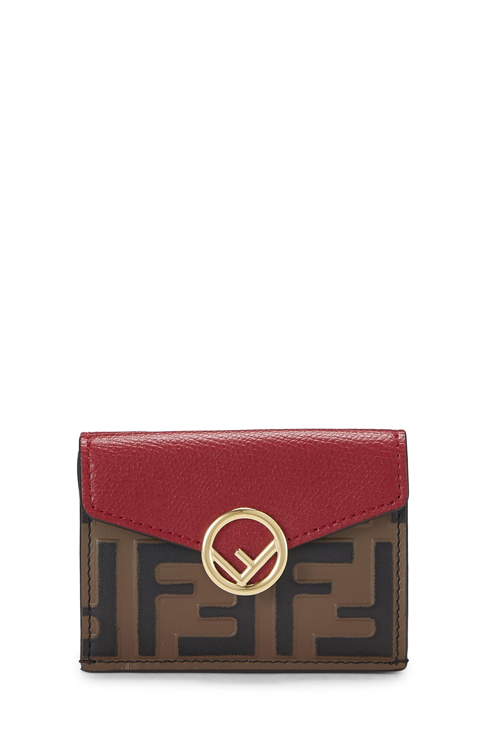 Fendi,  Red Leather 'FF' Compact Wallet, Red