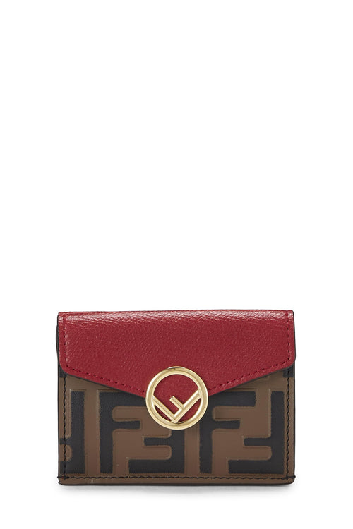 Fendi,  Red Leather 'FF' Compact Wallet, Red